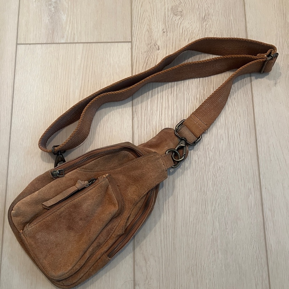 Free People Hudson Brown Suede Crossbody Bag